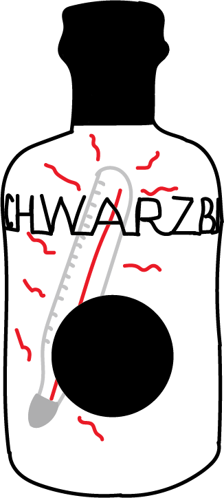 Gsundheit Schnapsflasche in welcher sich ein Thermometer befindet