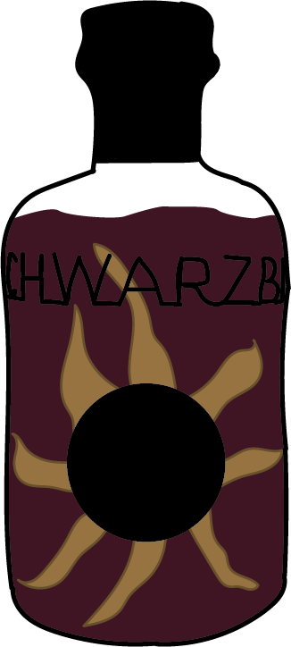 Mispel Illustration einer weinroten Flasche. In der Flasche ist ein Stern