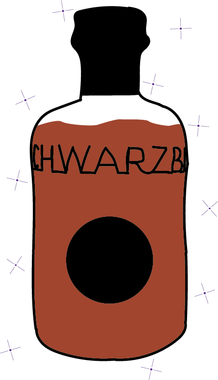 Slow Down Illustration einer rötlichen Flasche. Um die Flasche herum sind kleine Sterne