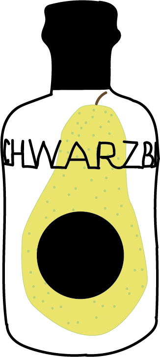 Williams Illustration einer Flasche. In der Flasche befindet sich eine Williamsbirne