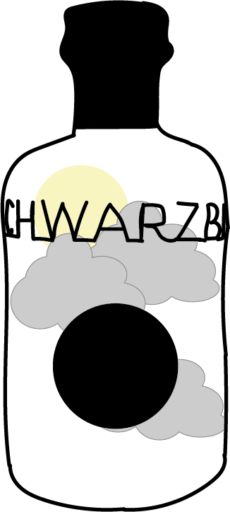 Wolfsmond Illustration einer Flasche. In der Flasche sind Wolken, hinter denen sich der Mond verbirgt.